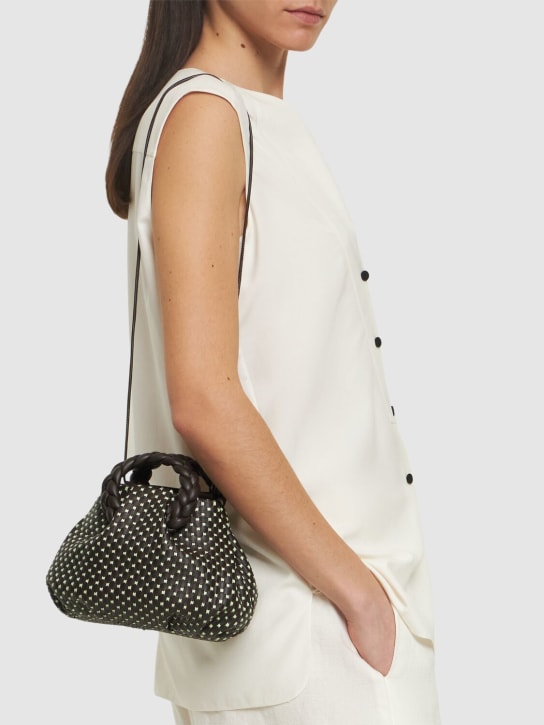 Hereu: Bombon woven leather top handle bag - Dark Brown/Mint - women_1 | Luisa Via Roma