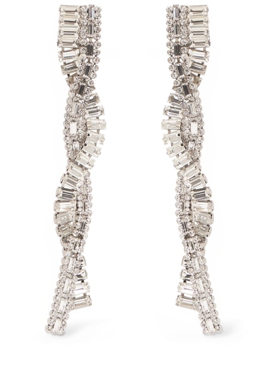 Alessandra Rich: Crystal braid long earrings - Gümüş - women_0 | Luisa Via Roma
