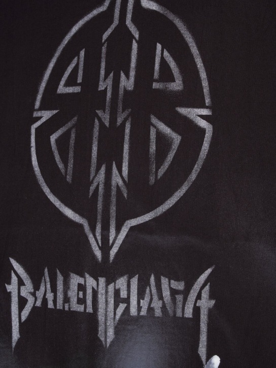 Balenciaga: Metal BB stencil vintage cotton t-shirt - Washed Black - men_4 | Luisa Via Roma