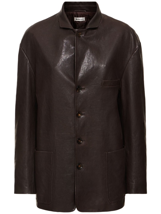 Bally: Leather jacket - Brown - women_0 | Luisa Via Roma