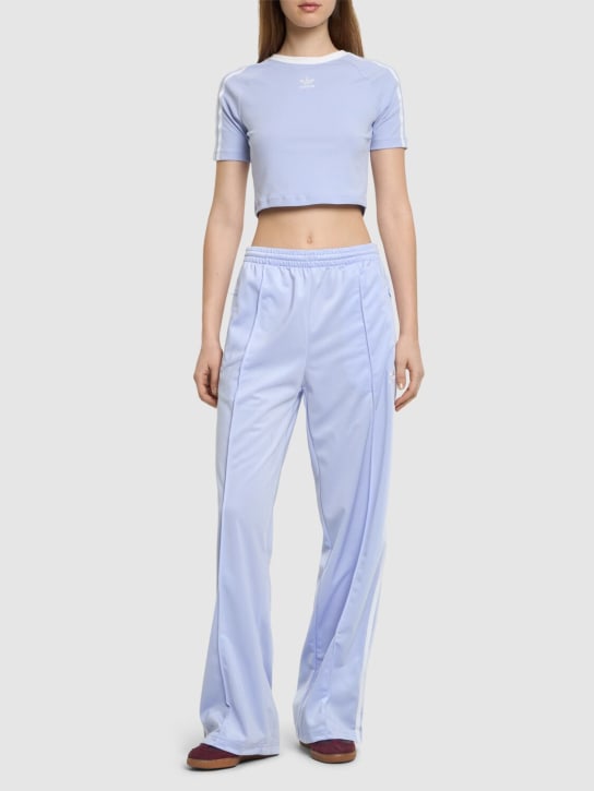 adidas Originals: T-Shirt aus Baumwolle mit 3 Streifen - Lavendel - women_1 | Luisa Via Roma