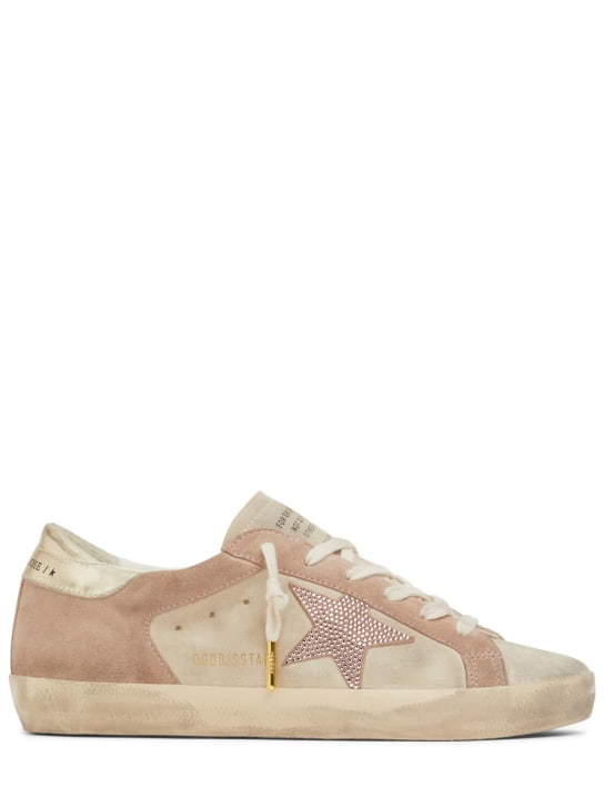 Golden Goose: Sneakers en daim Super-Star 20 mm - Rose/Beige - women_0 | Luisa Via Roma