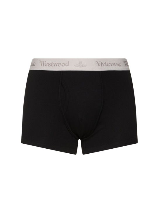 Vivienne Westwood: 코튼 박서 브리프 2개 - 블랙/블랙 - men_0 | Luisa Via Roma