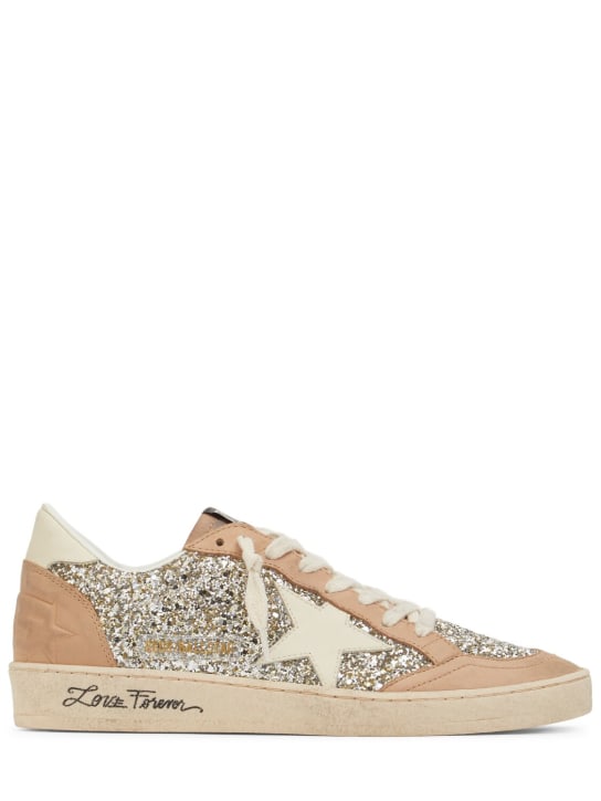 Golden Goose: 20mm hohe Glitzersneakers „Ballstar“ - Gold/Beige - women_0 | Luisa Via Roma