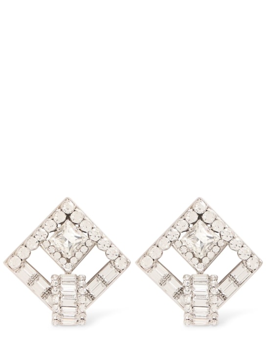 Alessandra Rich: Boucles d'oreilles carrées en cristaux - Argent/Cristal - women_0 | Luisa Via Roma