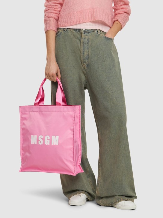 MSGM: 나일론 쇼핑 토트백 - 핑크 - women_1 | Luisa Via Roma