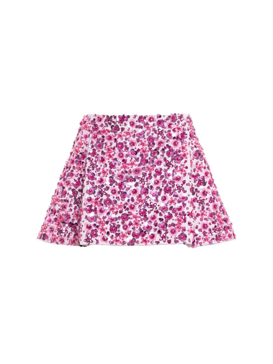 Des Phemmes: Embroidered duchesse mini skirt - Pink/Multi - women_0 | Luisa Via Roma