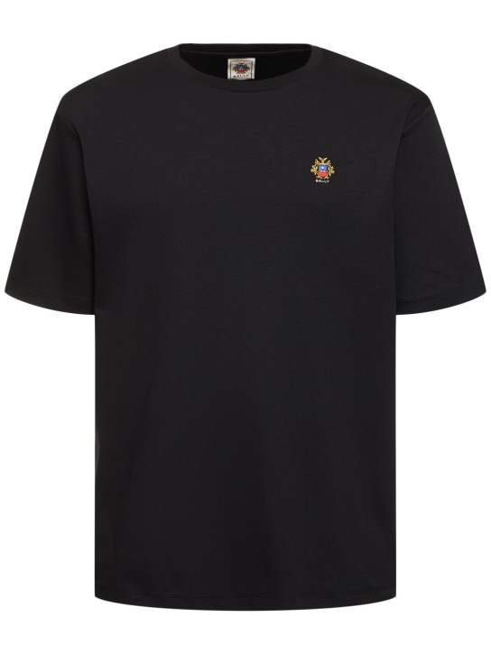 Bally: Adrien Brody crest logo cotton t-shirt - Black - men_0 | Luisa Via Roma