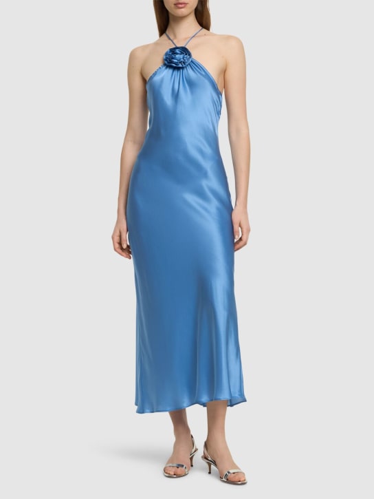 Designers Remix: Sadie silk satin long dress - Blue - women_1 | Luisa Via Roma