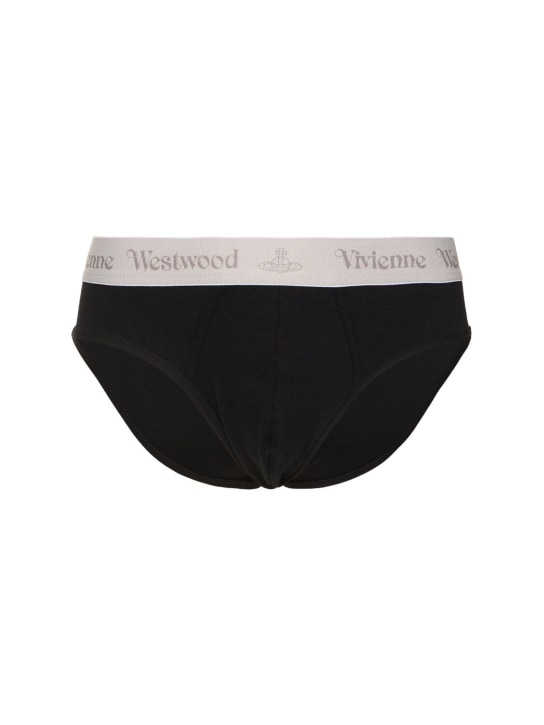 Vivienne Westwood: 3er-Pack Slips aus Stretch-Baumwolle - Schwarz/Schwarz - men_0 | Luisa Via Roma
