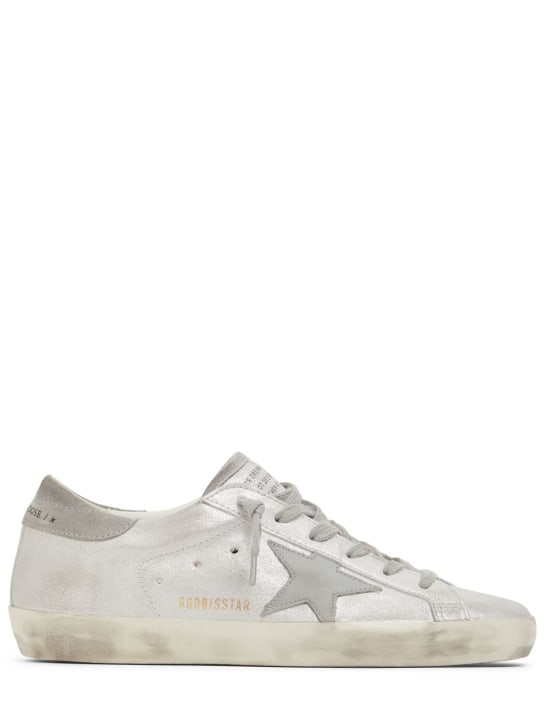 Golden Goose: Sneakers Super-Star de piel 20mm - Plata - women_0 | Luisa Via Roma