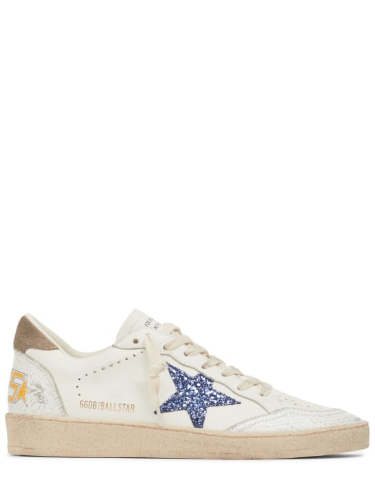 Golden Goose: 20mm hohe Sneakers aus Leder „Ballstar“ - Weiß/Blau - women_0 | Luisa Via Roma