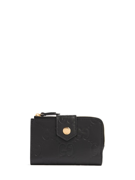 Gucci: Brieftasche aus Leder „GG“ - Schwarz - women_0 | Luisa Via Roma