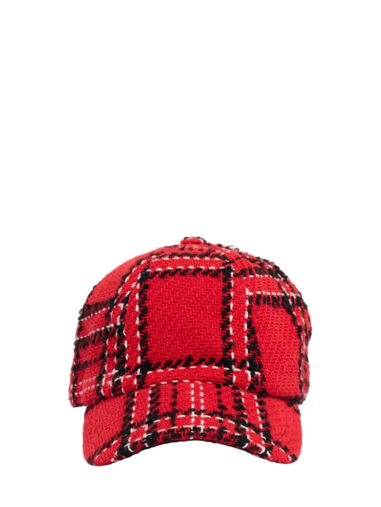 MSGM: Tweed baseball hat - Red/Multi - women_0 | Luisa Via Roma