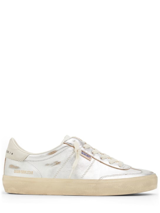 Golden Goose: 20mm Soul Star laminated leather sneaker - Silver - women_0 | Luisa Via Roma