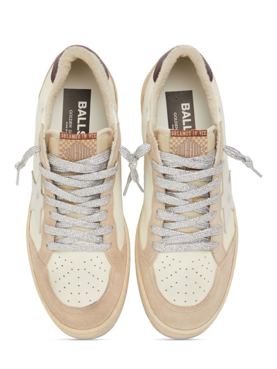 Golden Goose: 20毫米Ballstar皮革运动鞋 - 黄色/米黄色 - women_4 | Luisa Via Roma