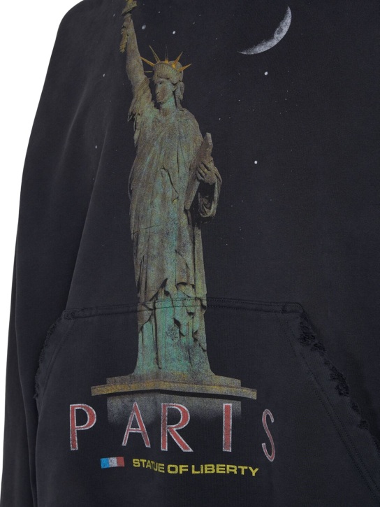 Balenciaga: Hoodie aus Baumwollmischgewebe „Paris Liberty“ - Schwarz Verblas - men_4 | Luisa Via Roma