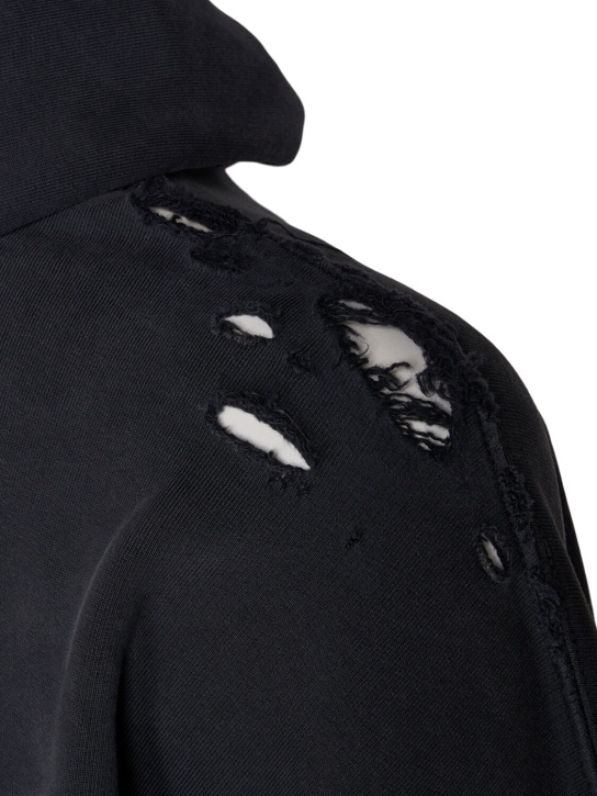 Balenciaga: Hoodie aus Baumwollmischgewebe „Paris Liberty“ - Schwarz Verblas - men_5 | Luisa Via Roma
