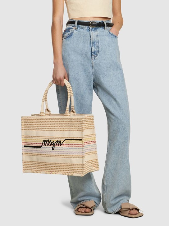 MSGM: Medium canvas tote bag - Beige/Multi - women_1 | Luisa Via Roma