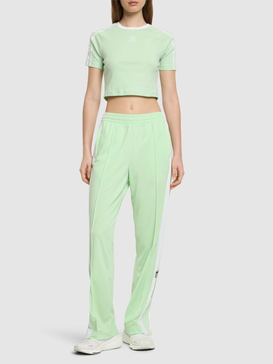 adidas Originals: T-Shirt aus Baumwolle mit 3 Streifen - Hellgrün - women_1 | Luisa Via Roma