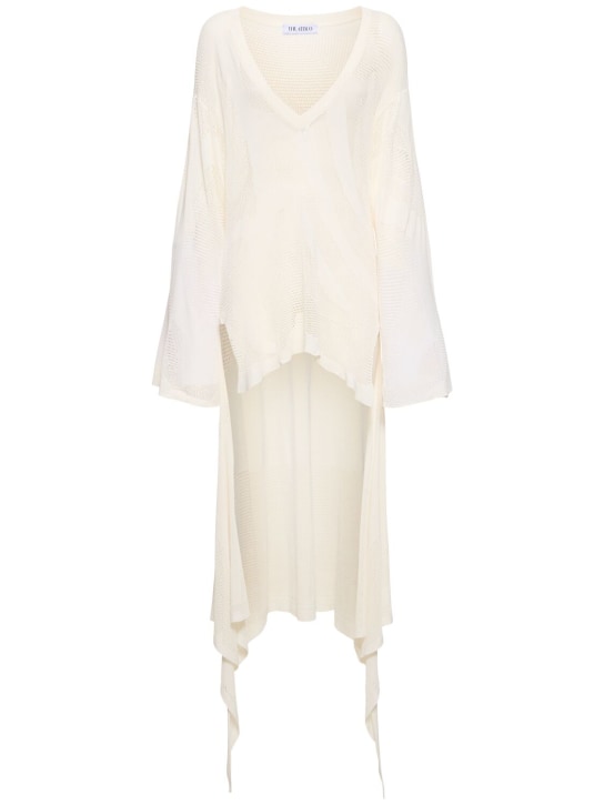 The Attico: Viscose jersey draped mini dress - White - women_0 | Luisa Via Roma