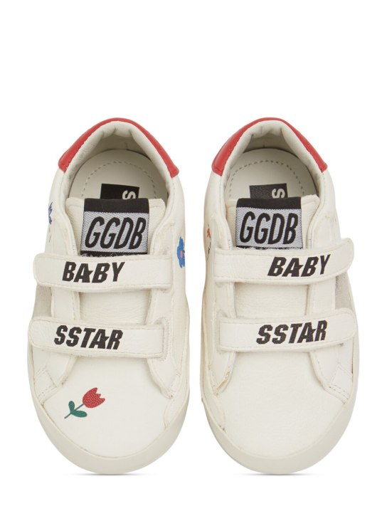 Golden Goose: Baby School leather pre-walker shoes - White/Red - kids-girls_1 | Luisa Via Roma