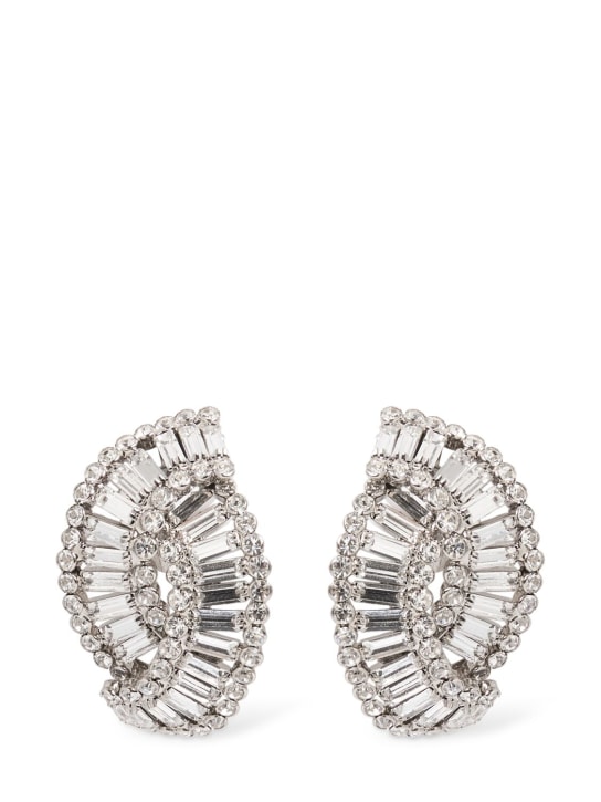 Alessandra Rich: Crystal Shell earrings - Gümüş - women_0 | Luisa Via Roma