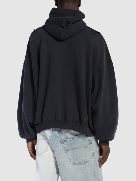 Balenciaga: Hoodie aus Baumwollmischgewebe „Paris Liberty“ - Schwarz Verblas - men_2 | Luisa Via Roma