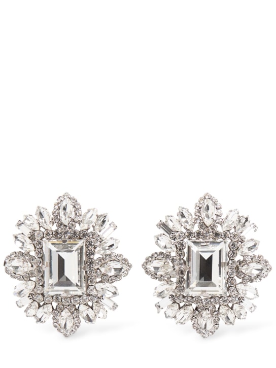 Alessandra Rich: Crystal stud earrings - Cry-silver - women_0 | Luisa Via Roma