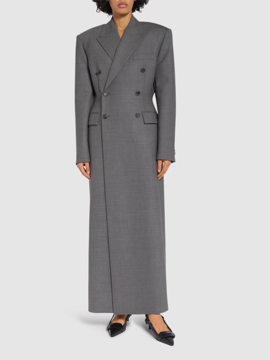 Giuseppe Di Morabito: Double breasted stretch wool long coat - women_1 | Luisa Via Roma