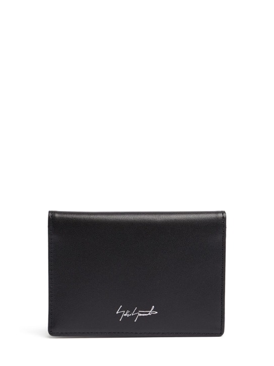 Yohji Yamamoto: Leather business card case - 블랙 - men_0 | Luisa Via Roma