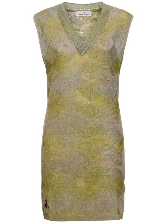 Vivienne Westwood: Pearl sleeveless knit hemp midi dress - Green/Grey - women_0 | Luisa Via Roma