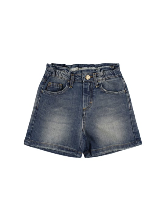 Golden Goose: Shorts de denim con cintura elástica - Azul Medio - kids-girls_0 | Luisa Via Roma