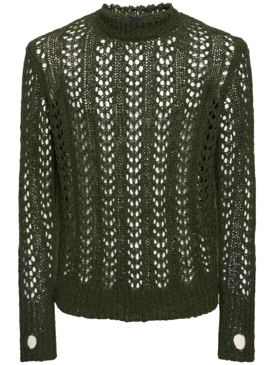 J.L-A.L: Redos cotton blend open knit sweater - Koyu Yeşil - men_0 | Luisa Via Roma