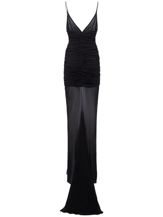 Giuseppe Di Morabito: Vestito lungo in chiffon di seta stretch - Nero - women_3 | Luisa Via Roma