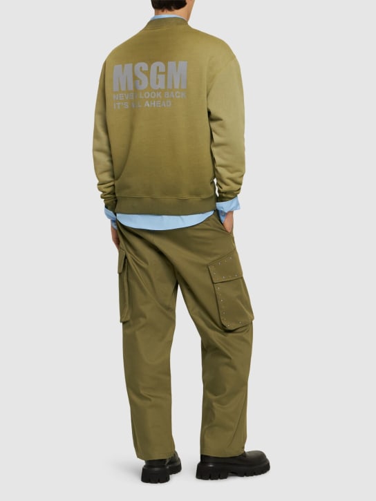 MSGM: Kastenförmiges Sweatshirt - Grün - men_1 | Luisa Via Roma