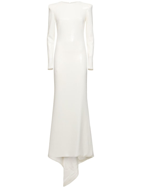 Galvan: Grace fitted long sleeve maxi dress - White - women_0 | Luisa Via Roma