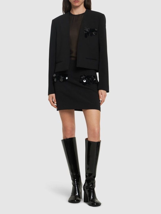 MSGM: Double crepe cady jacket w/sequins - Black - women_1 | Luisa Via Roma