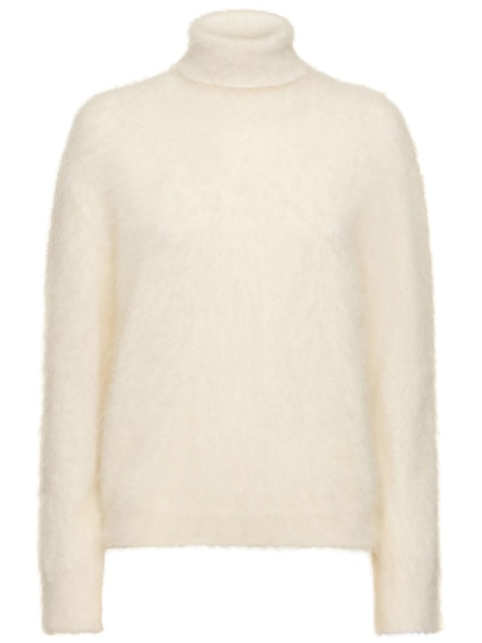 Alberta Ferretti: Mohair blend turtleneck sweater - Beyaz - women_0 | Luisa Via Roma