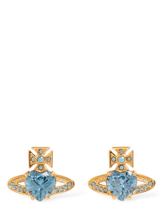 Vivienne Westwood: Clous oreilles en cristaux Ariella - Gold/Aquamarine - women_0 | Luisa Via Roma
