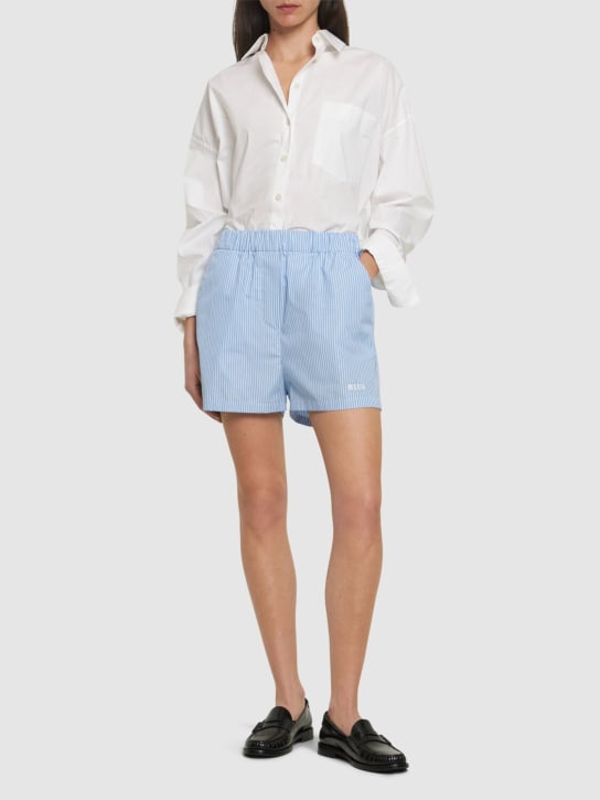 MSGM: Shorts de popelina de algodón - Azul Claro - women_1 | Luisa Via Roma