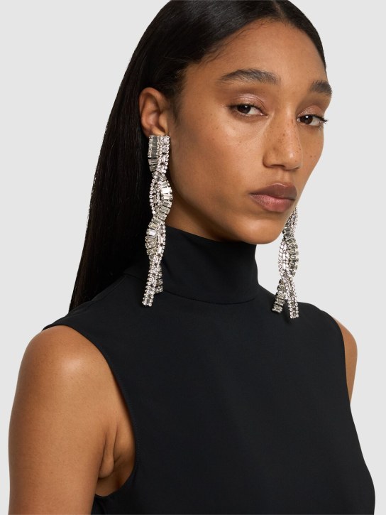 Alessandra Rich: Crystal braid long earrings - Silver - women_1 | Luisa Via Roma