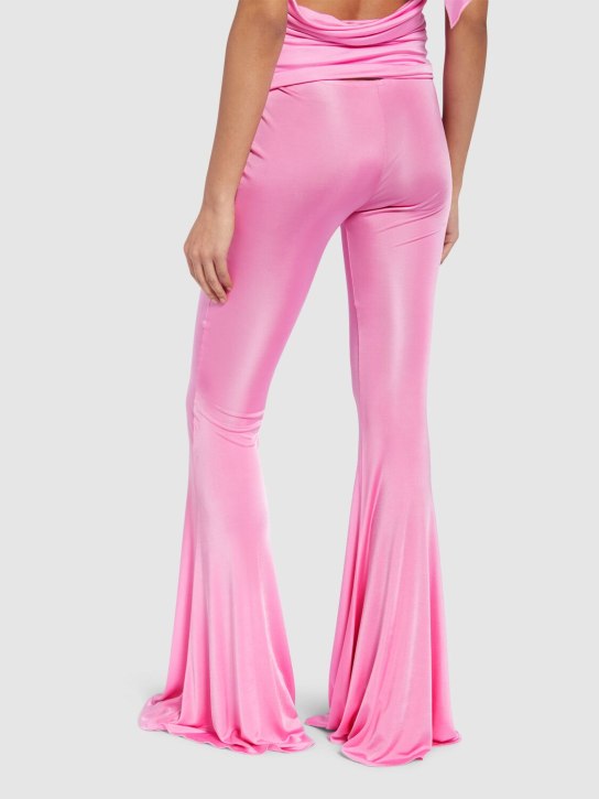 Giuseppe Di Morabito: Shiny viscose jersey flared pants - Pink - women_2 | Luisa Via Roma