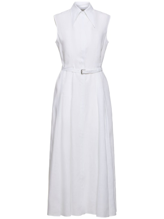 Gabriela Hearst: Durand sleeveless long linen shirt dress - Beyaz - women_0 | Luisa Via Roma