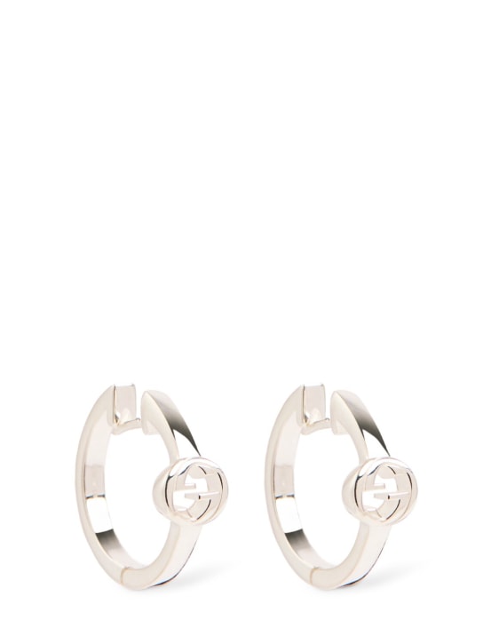 Gucci: Interlocking silver hoop earrings - Gümüş - women_0 | Luisa Via Roma
