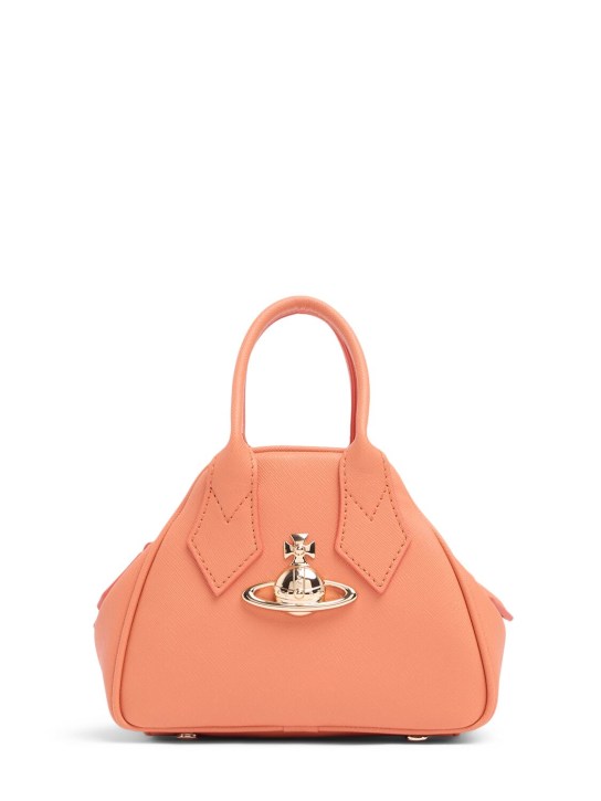 Vivienne Westwood: Mini Yasmine saffiano top handle bag - Orange - women_0 | Luisa Via Roma