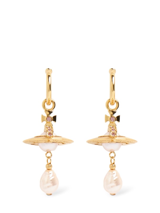Vivienne Westwood: Aleksa faux pearl earrings - Altın/Pembe - women_0 | Luisa Via Roma
