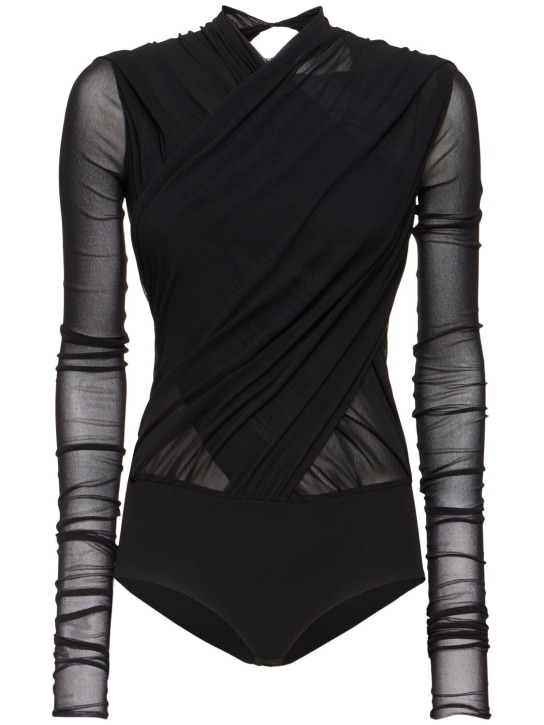Philosophy Di Lorenzo Serafini: Stretch tulle bodysuit - Black - women_0 | Luisa Via Roma