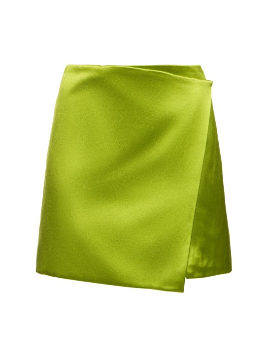 Philosophy Di Lorenzo Serafini: Viscose duchesse satin mini skirt - Green - women_0 | Luisa Via Roma