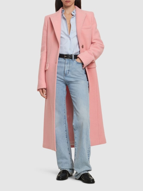 MSGM: Wool felt single breast long coat - Pink - women_1 | Luisa Via Roma